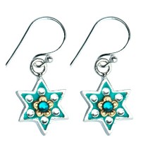 Flower Design Star of David Earrings with Swarovsky Crystals